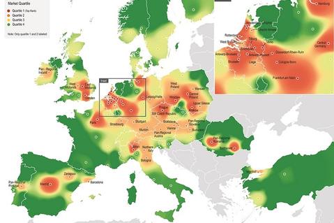 Europe Rank Heat Map Most desirable logistics locations in Europe
