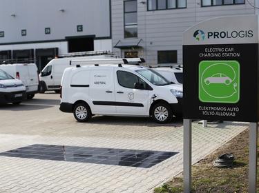 Solar panels in logistic park
