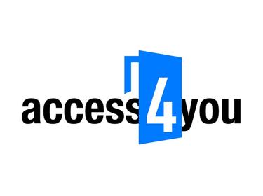 black and blue logo of non-profit access 4 you